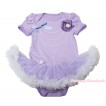 Lavender Baby Bodysuit Lavender White Pettiskirt & Rose Sparkle Rhinestone Necklace Print JS4551